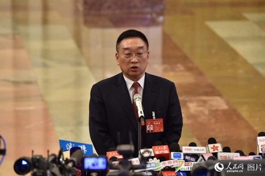 水利部部長陳雷回答記者提問 人民網記者 翁奇羽攝